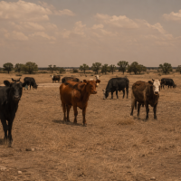 August cows in dry pasture