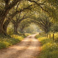 country road with trees